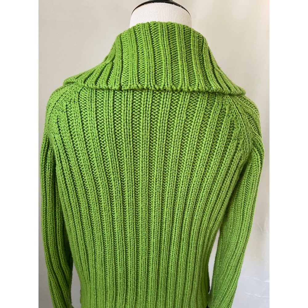 St. John's Bay Green Long Sleeve Ribbed Cable Knit Zip Front Cardigan Sweater - Picture 8 of 13